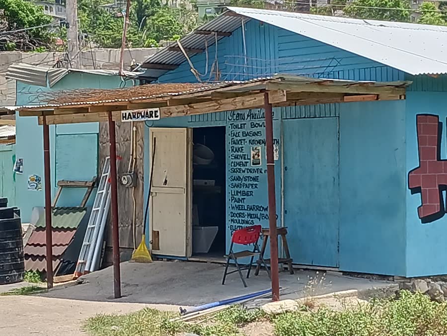 The shop entrance under the timber awning